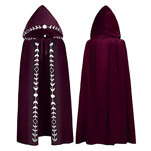 PODOLIXIA Umhang Unisex mit Kapuze Halloween Kostüm Vintage Lange Cape Hexen Jedi Vampir Hooded Cosplay Umhang Fasching mit Stickerei Cosplay-Kostüme Gothic Steampunk Faschingskostüme für Erwachsene von PODOLIXIA