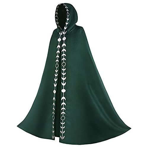 PODOLIXIA Umhang Unisex mit Kapuze Halloween Kostüm Vintage Lange Cape Hexen Jedi Vampir Hooded Cosplay Umhang Fasching mit Stickerei Cosplay-Kostüme Gothic Steampunk Faschingskostüme für Erwachsene von PODOLIXIA