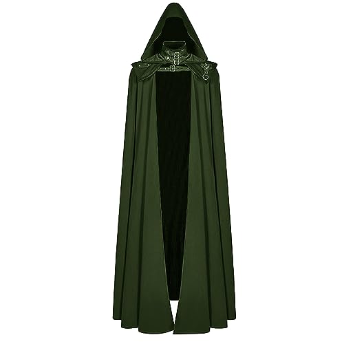 PODOLIXIA Umhang Unisex mit Kapuze und Schal Halloween Kostüm Vintage Lang Cape Vampir Jedi Hexen Hooded Umhang Karneval Maskerade, Cosplay-Kostüme Steampunk Gothic Faschingskostüme für Erwachsene von PODOLIXIA