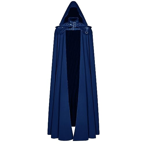 PODOLIXIA Umhang Unisex mit Kapuze und Schal Halloween Kostüm Vintage Lang Cape Vampir Jedi Hexen Hooded Umhang Karneval Maskerade, Cosplay-Kostüme Steampunk Gothic Faschingskostüme für Erwachsene von PODOLIXIA