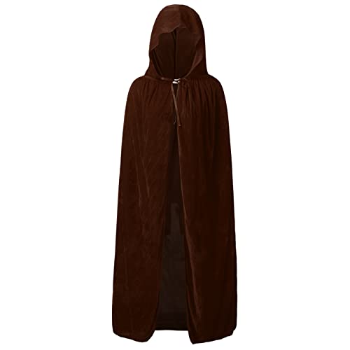 Umhang Unisex mit Kapuze Halloween Kostüm Retro Lange Cape Hexen Jedi Vampir Hooded Cosplay Umhang Karneval Maskerade, Party, Cosplay-Kostüme Steampunk Gothic Faschingskostüme für Erwachsene von PODOLIXIA