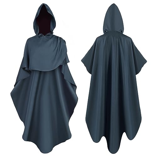 Umhang Unisex mit Kapuze Halloween Kostüm Vintage Lange Cape Vampir Jedi Hexen Kapuzen Cosplay Umhang Karneval Maskerade, Party, Cosplay-Kostüme Gothic Steampunk Faschingskostüme für Erwachsene von PODOLIXIA