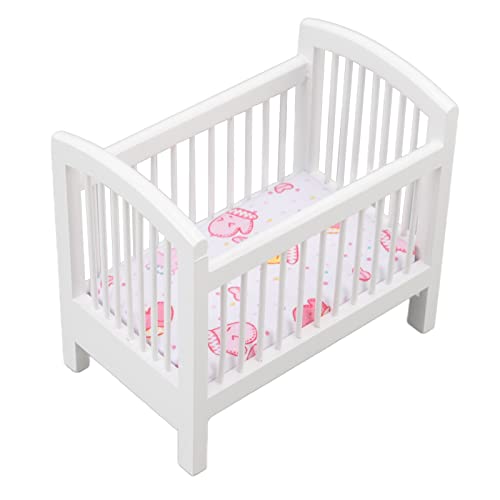 1:12 Puppenhaus Mini Möbel Krippe, Mini Haus Holz Puppenwiege Dekoration Verzierung Miniatur Babybett Modell von POENVFPO