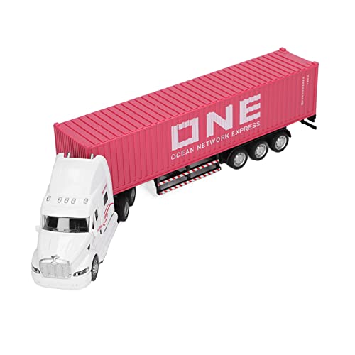 POENVFPO 1:48 Container-LKW-Modell, Lebendige, Exquisite Dekorative Spielzeugverzierung mit zu öffnender Tür, Licht- und Soundeffekten, für über 3 Jahre (PINK) von POENVFPO