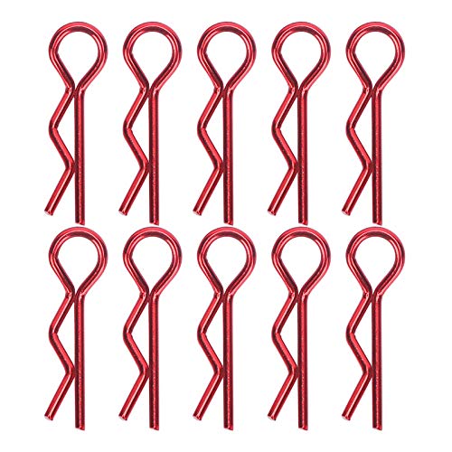 POENVFPO 10 Stück 7 Mm RC-Autogehäuse-Clips, Metall-Karosserie-Clips, Stifte, R-förmige Clips, Stifte für 1/5, 1/6, 1/8, 1/10 RC-Auto (Rot) von POENVFPO