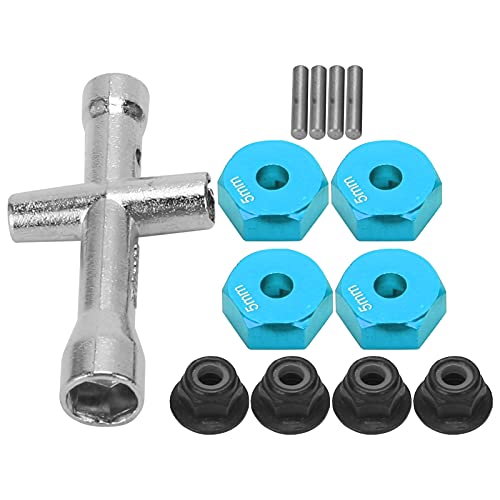 POENVFPO 12-Mm-Rad-Sechskant-Adapter, 5 Mm Dicker Sechskant-Adapter aus Aluminiumlegierung, Kreuzschlüssel mit Befestigungsschrauben, Rutschfester Mutternsatz für 1/10 RC-Car (Blue) von POENVFPO