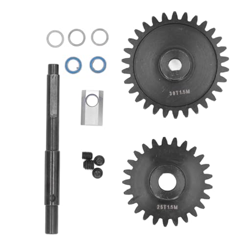 POENVFPO 2-teiliges Stirnradgetriebe, HD 1,5Mod Gehärteter Stahl, Großes Getriebe und Antriebswellen-Ersatzset mit Lagern, Dichtungen, Schrauben für 1/5 RC-Car (25T+30T) von POENVFPO