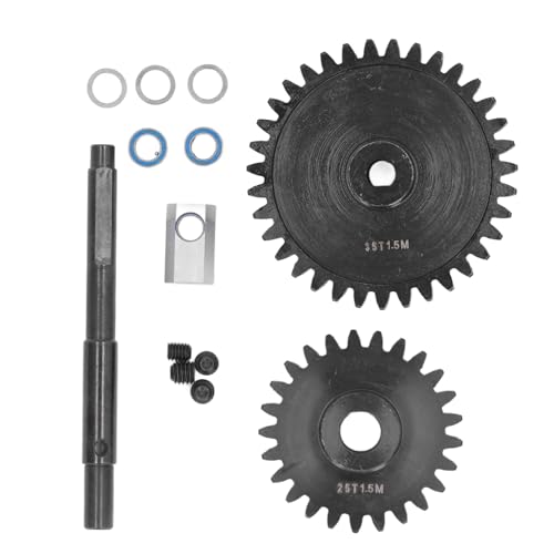 POENVFPO 2-teiliges Stirnradgetriebe, HD 1,5Mod Gehärteter Stahl, Großes Getriebe und Antriebswellen-Ersatzset mit Lagern, Dichtungen, Schrauben für 1/5 RC-Car (25T+35T) von POENVFPO