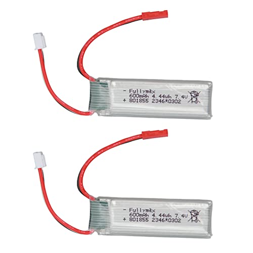 POENVFPO 2PCS 7,4 V 600 MAh RC-Flugzeug-Lithiumbatterie, Große Kapazität RC-Flugzeug-Ersatzbatterien für XK A280 RC-Flugzeuge von POENVFPO