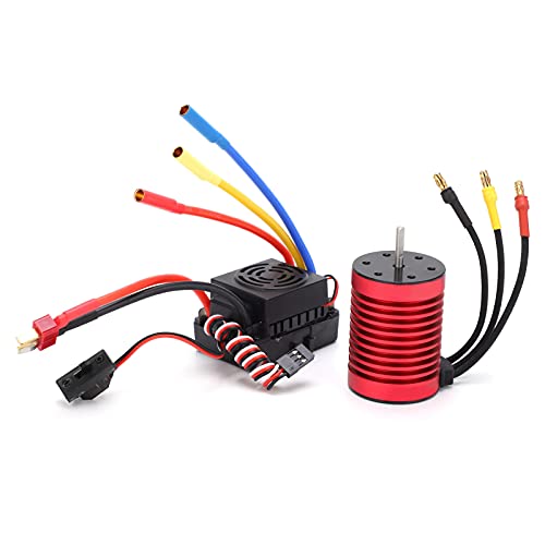 POENVFPO 4-poliger 12-Slot F540 3900KV RC-Brushless-Motor und 60A-Regler-Set mit T-Stecker für 1/10 Ferngesteuerte Autos von POENVFPO