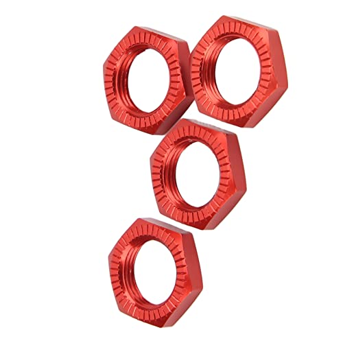 POENVFPO 4PCS 17mm Rad-Sechskant-Nabenmutter, RC-Auto-Rad-Sechskant-Nabenmutter Aluminiumlegierungs-Rad-Sechskant-Nabenmutter für 1/8 RC-Auto mit Langer Lebensdauer (Rot) von POENVFPO