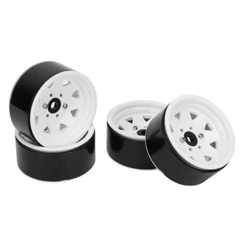 POENVFPO 4PCS RC Felge, 1,9 Zoll RC Beadlock 8 Speichen Felgen Set für Axial SCX10 SCX10 II SCX10 III (White) von POENVFPO