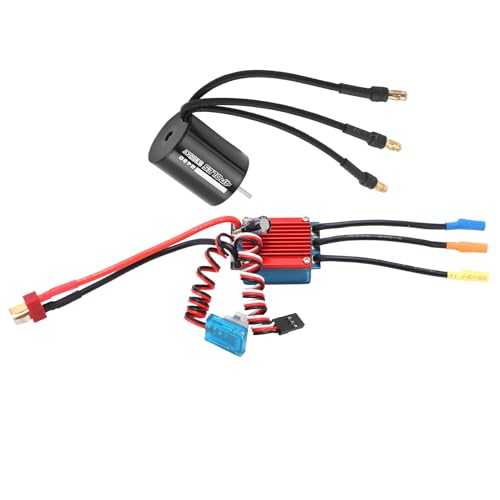 POENVFPO 6300KV Bürstenloser Motor, RC 6300KV Bürstenloser Motor 25A ESC Combo Set mit Aluminium Billet Kühlkörper für 1/16 1/18 RC Car von POENVFPO