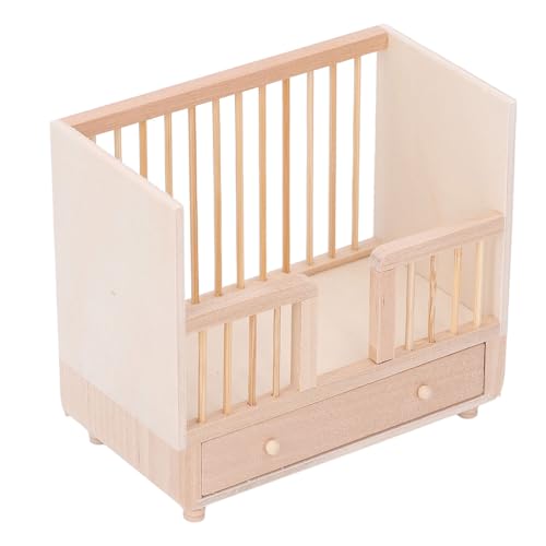 POENVFPO Babypuppenbett, 11,2 X 9,9 X 6,1 cm, 1:12 Miniatur-Puppenhausmöbel, Bett, Babypuppenbett, Spielzeug für Schlafzimmer von POENVFPO