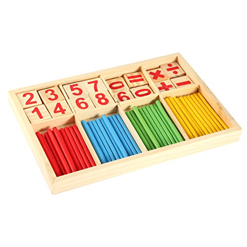 POENVFPO Buntes Mathe-Lernspiel aus Holz für Babys, Pädagogische Bausteine ​​im Vorschulalter mit Zählstäben, Spielzeug Zur Intelligenzentwicklung von POENVFPO