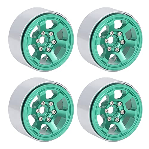 POENVFPO CNC-RC-Felgennaben-Set aus Aluminiumlegierung, 4 Stück für 1,9-Zoll-Reifenprofil, RC Beadlock-Radnaben, RC-Car-Reparaturteile, Nabenersatz (Green) von POENVFPO