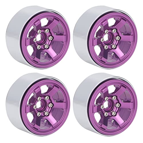 POENVFPO CNC-RC-Felgennaben-Set aus Aluminiumlegierung, 4 Stück für 1,9-Zoll-Reifenprofil, RC Beadlock-Radnaben, RC-Car-Reparaturteile, Nabenersatz (Purple) von POENVFPO