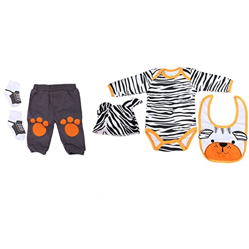 POENVFPO Entzückendes Gestreiftes Cartoon-Bär-Kleidungsset für Simulationsbabypuppen, Geeignet für 20-22-Zoll-Puppen, Süßes Kleinkindpuppen-Outfit (Bärenpuppenkleidung) von POENVFPO