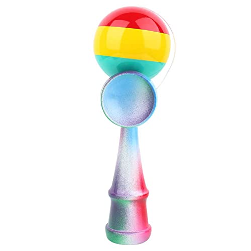 POENVFPO Hölzerne Bemalte Kendama Ball Spielzeug, Robustes Griff, Augenkoordinationstraining, Farbenfroh, Handle und Ballset für Kinder Sportspiele von POENVFPO