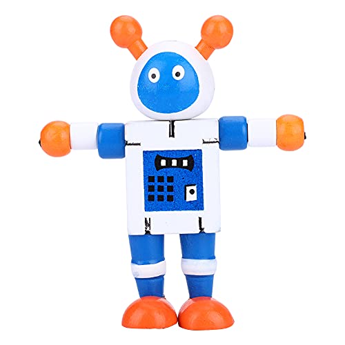 POENVFPO Hölzernes Roboterspielzeug, Flexibles Lernspielzeug für, Fingertraining, Gehirnentwicklung, Fantasie und Kreativität (White) von POENVFPO