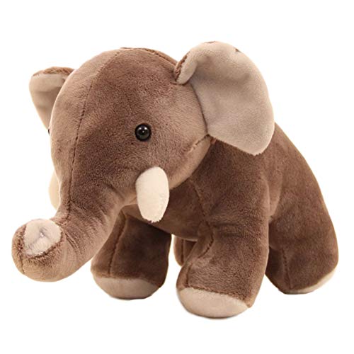 POENVFPO Niedliche Plüsch-Elefant-Puppe, 25 cm Großes Stofftierspielzeug mit Superweichem, Kurzem Plüsch, für zu Weihnachten, Geburtstag (Brown) von POENVFPO