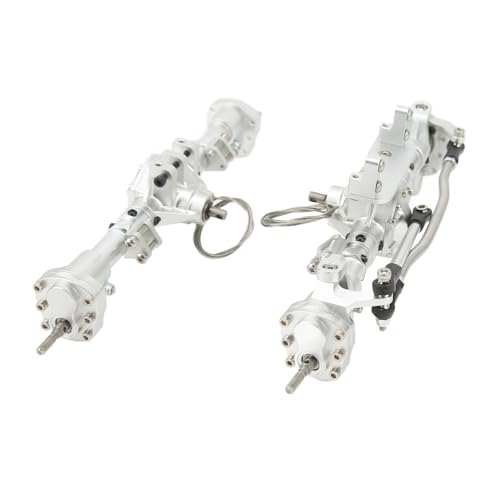 POENVFPO Portalachsen-Set, Vordere Hintere Türachsen, Aluminiumlegierung, Stahl-Innenzahnrad und Antriebswelle, Kompatibel mit Axial SCX10 I II III 90046 90047 1/10 RC Car (Silver) von POENVFPO