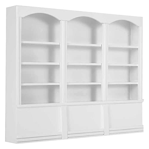 POENVFPO Puppenhaus-Bücherregal, Mini-Holzvitrine für Puppenhaus mit Mini-Größe und Geringem Gewicht, Tolle Dekoration und Zubehör (White) von POENVFPO