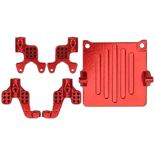 POENVFPO RC-Auto-Stoßdämpfer-Set, Hochfeste Aluminiumlegierung, Aufnahmegestell, Stoßdämpfer-Halterung für Axial SCX24 90081 1/24 RC-Auto (Rot) von POENVFPO