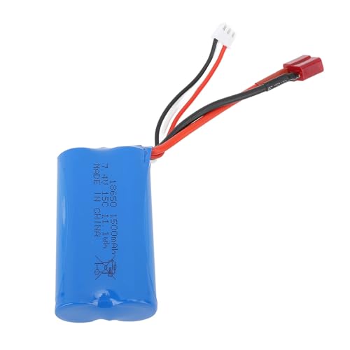 POENVFPO RC-Autobatterie, 1500 MAh 15C 7,4 V RC-Autobatterie Längere Spielzeit mit Überladungsschutz und T-Stecker für WLtoys 12428 12423 von POENVFPO