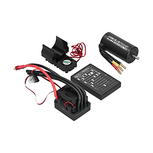 POENVFPO RC-Brushless-Motor-ESC-Set, 3670 2150KV-Brushless-Motor-Kühlkörperset mit 120A ESC-Programmierkarte für 1/8 RC-Car von POENVFPO