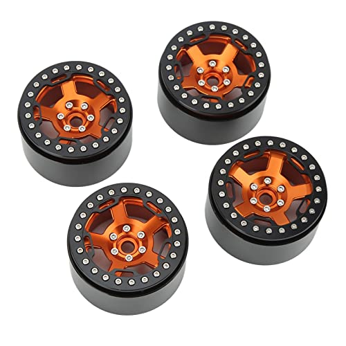 POENVFPO RC-Car-Radnabe, Universelle CNC-Verarbeitung, 2,2-Zoll-Perlenverriegelungsnaben aus Aluminiumlegierung für 1/10 RC-Car-Ersatzteile (ORANGE) von POENVFPO