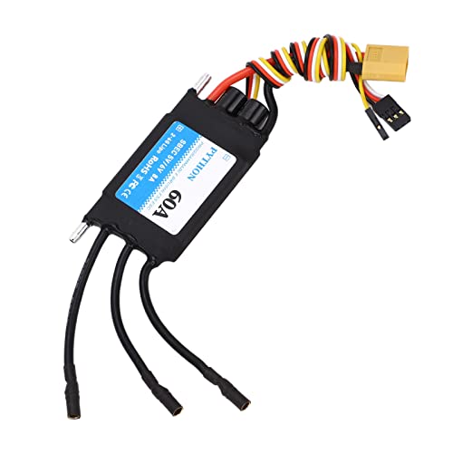 POENVFPO RC Elektrischer Geschwindigkeitsregler, 60A ESC Wasserdichter RC ESC für RC Boot RC Schiffsmodell 5V 6V 8A, Schwarz von POENVFPO