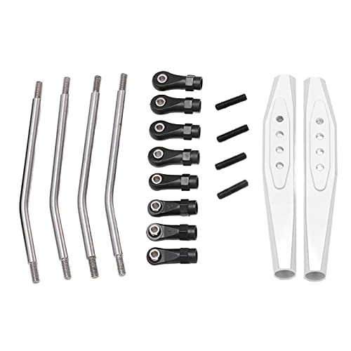 POENVFPO RC-Hintere Längslenker-Set, Metall-Hintere Längslenker mit Aufhängungsgestänge-Verbindungsstangen-Kit für Axial RR10 90048 90053 RC-Car (Silver) von POENVFPO