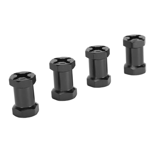 POENVFPO RC-Nabenadapter, 4 Stück 12-mm-Sechskantnabenadapter aus Aluminiumlegierung mit Muttern RC-Radnabenverlängerungsadapter für 1/10 RC-Auto (Black) von POENVFPO