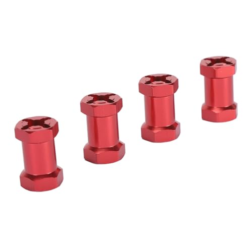 POENVFPO RC-Nabenadapter, 4 Stück 12-mm-Sechskantnabenadapter aus Aluminiumlegierung mit Muttern RC-Radnabenverlängerungsadapter für 1/10 RC-Auto (Rot) von POENVFPO