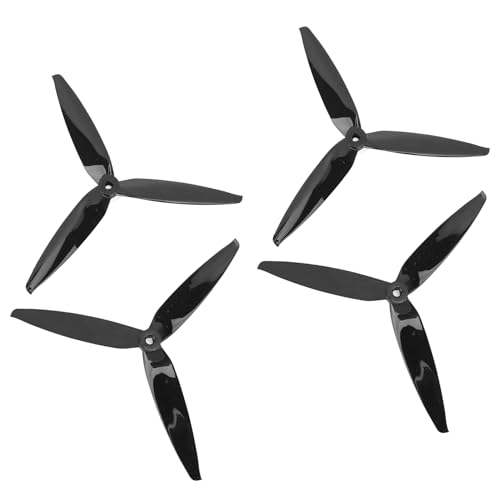 POENVFPO RC Tri Blade Propeller, 4 Stück 7–8 Zoll Polycarbonat RC Drone Tri Blade Propeller Schlagfester Blade Propeller mit 3 Blättern (Black) von POENVFPO