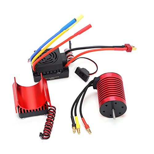 POENVFPO Wasserdichter BL3650 4300KV Bürstenloser Motor 3,175 Mm Welle mit Upgrade 60A ESC Elektro-Geschwindigkeitsregler-Kombi-Set und Kühlkörper für 1/10 RC Car Truck von POENVFPO