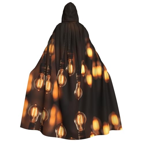 POEZJZW A Row Of Bulbs Erwachsenenumhang mit Kapuze für Damen und Herren, Halloween-Kostüm, Maskerade, Cosplay, Kostüm, Weihnachten, Party, Robe von POEZJZW