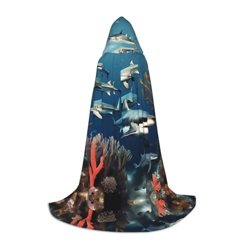 POEZJZW Kapuzenumhang mit Haifischmuster für Erwachsene, Herren und Damen, Weihnachts-Kapuzenpullover, Cosplay-Kostüm, Größe M POEZJZW Kapuzenumhang mit Haifischmuster für Erwachsene, Herren und Damen, Weihnachts-Kapuzenpullover, Cosplay-Kostüm, Größe M von POEZJZW