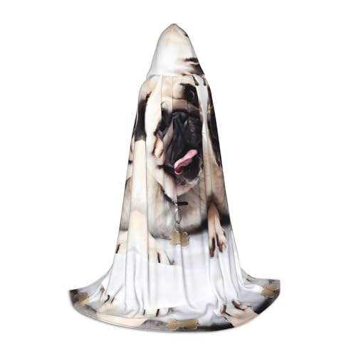 POEZJZW Kapuzenumhang mit coolem Mops-Motiv, für Damen und Herren, Halloween-Kostüm, Maskerade, Cosplay, Kostüm, Weihnachten, Party, Robe, Größe S POEZJZW Kapuzenumhang mit coolem Mops-Motiv, für Damen und Herren, Halloween-Kostüm, Maskerade, Cosplay, Kostüm, Weihnachten, Party, Robe, Größe S von POEZJZW