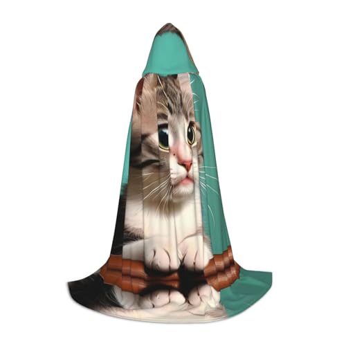 POEZJZW Kapuzenumhang mit neugierigem Katzenmuster, für Erwachsene, Herren, Damen, Weihnachten, Kapuzenumhang, Cosplay-Kostüme, Größe S POEZJZW Kapuzenumhang mit neugierigem Katzenmuster, für Erwachsene, Herren, Damen, Weihnachten, Kapuzenumhang, Cosplay-Kostüme, Größe S von POEZJZW
