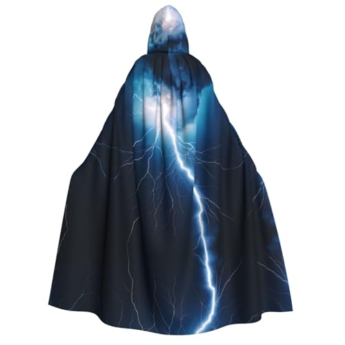 POEZJZW Lightning and Thunder Kapuzenumhang für Erwachsene für Damen und Herren, Halloween-Kostüm, Maskerade, Cosplay, Kostüm, Weihnachten, Party, Robe von POEZJZW