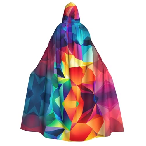 POEZJZW Mehrfarbiger Polygon-Umhang mit Kapuze für Erwachsene für Damen und Herren, Halloween-Kostüm, Maskerade, Cosplay, Kostüm, Weihnachten, Party, Robe von POEZJZW