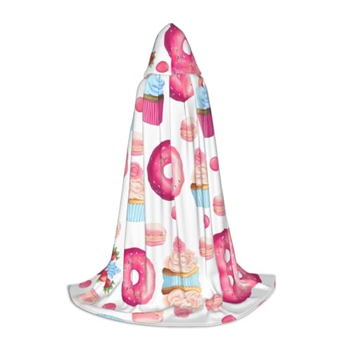 POEZJZW Rosafarbener Donut- und Cupcake-Umhang für Herren und Damen, Umhang mit Kapuze, Erwachsenen-Umhang mit Kapuze, Renaissance-Halloween-Hexenkostüm, Zauberer-Umhang, Größe L POEZJZW Rosafarbener Donut- und Cupcake-Umhang für Herren und Damen, Umhang mit Kapuze, Erwachsenen-Umhang mit Kapuze, Renaissance-Halloween-Hexenkostüm, Zauberer-Umhang, Größe L von POEZJZW