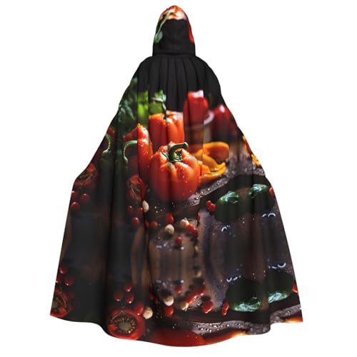 POEZJZW Umhang mit Kapuze für Erwachsene, Gemüse, Obst, für Damen und Herren, Halloween-Kostüm, Maskerade, Cosplay, Kostüm, Weihnachten, Party, Robe von POEZJZW