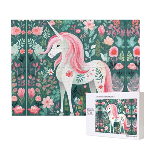 Poezjzw Einhorn mit rosa Haaren, klassisches Puzzle für Erwachsene, 500 Teile, Holzpuzzle, moderne Wohnkultur, intellektuelles Spiel, 52 x 38 cm Poezjzw Einhorn mit rosa Haaren, klassisches Puzzle für Erwachsene, 500 Teile, Holzpuzzle, moderne Wohnkultur, intellektuelles Spiel, 52 x 38 cm von POEZJZW
