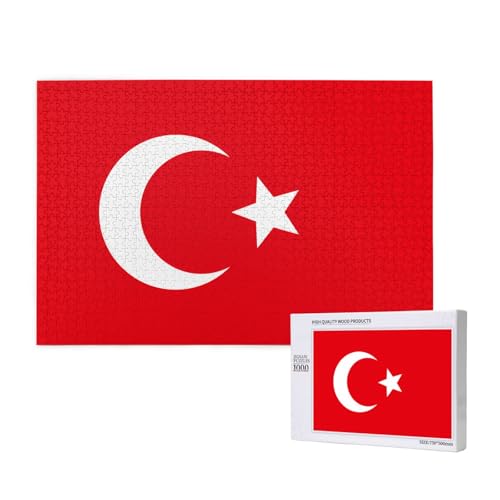 Poezjzw Klassisches Puzzle mit Flagge der Türkei, 1000 Teile, Holzpuzzle, moderne Heimdekoration, intellektuelles Spiel, 75 x 50 cm Poezjzw Klassisches Puzzle mit Flagge der Türkei, 1000 Teile, Holzpuzzle, moderne Heimdekoration, intellektuelles Spiel, 75 x 50 cm von POEZJZW