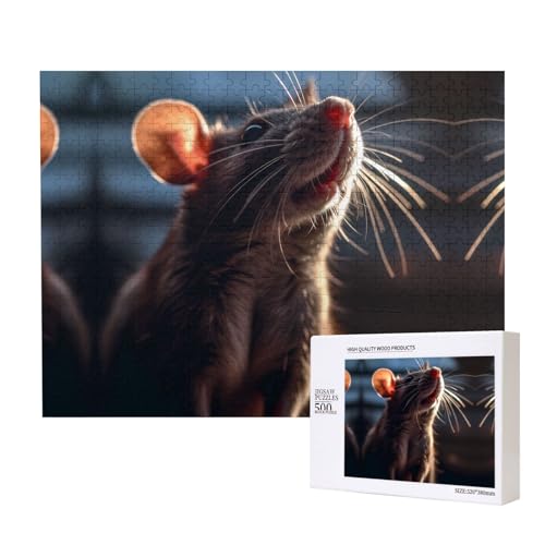 Poezjzw Maus-Nahaufnahme-Puzzles für Erwachsene, 500 Teile, Holzpuzzle für Familie, Freunde, Heimdekoration, Wandkunst, 50 x 38 cm Poezjzw Maus-Nahaufnahme-Puzzles für Erwachsene, 500 Teile, Holzpuzzle für Familie, Freunde, Heimdekoration, Wandkunst, 50 x 38 cm von POEZJZW