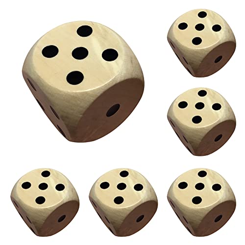 POFET 6 Stück Holzwürfel Set Große Spielwürfel Klassisches Spiel Spielzeug Zubehör Große Würfel Spielstützen 5x5x5cm von POFET