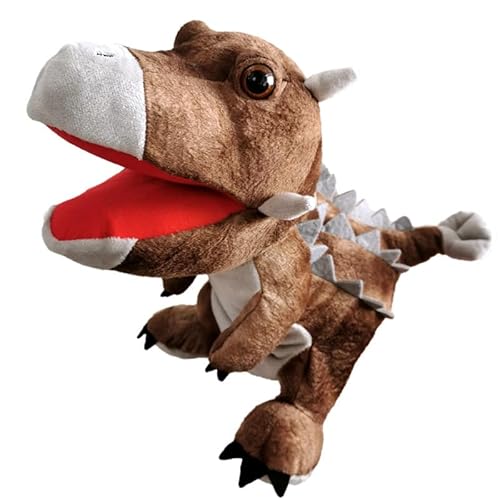 POFET Handpuppen Dinosaurierpuppen für Kinder, Dinosaurierspielzeug für Jungen und Mädchen, Plüschdinosaurier, Stofftier, Geschichtenspielzeug, Geschenke (braun) von POFET